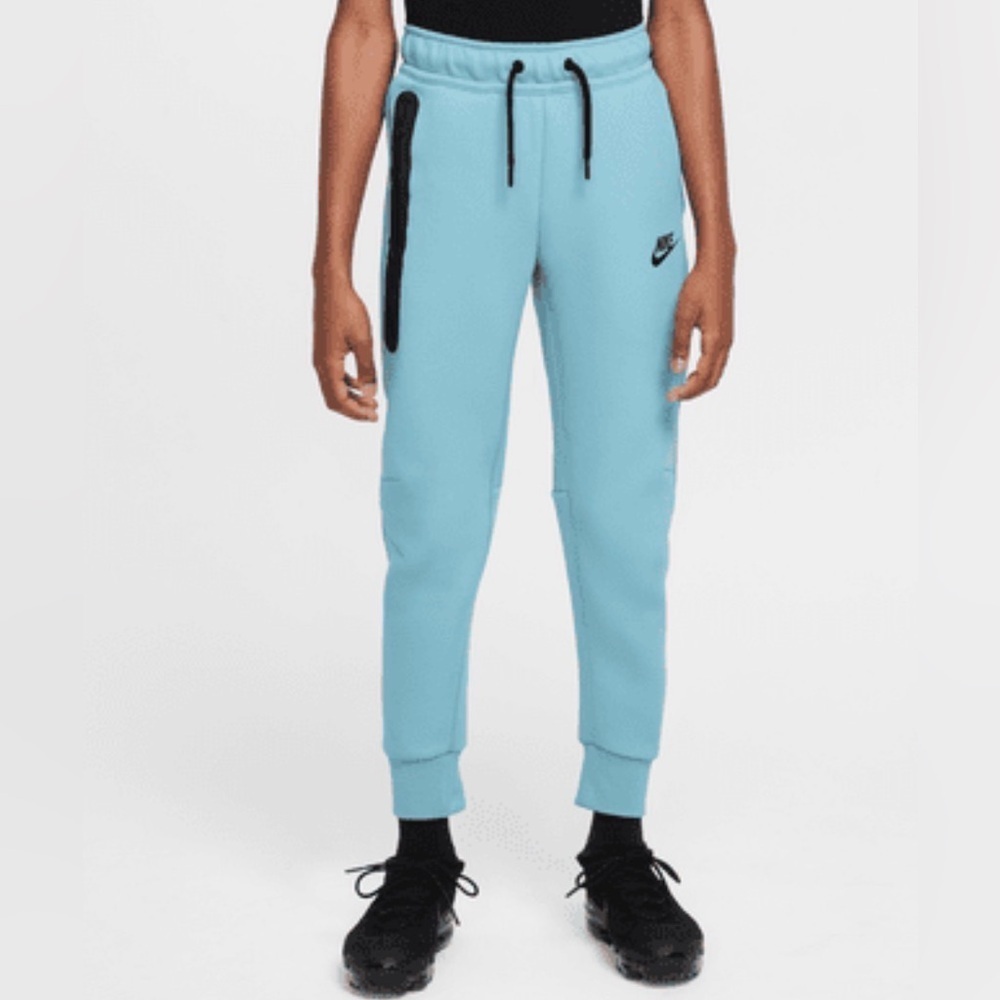 Nike Sportswear Tech Fleece Big Kids' (Boys') Pants Size S Denim Turquoise - Picture 2 of 10